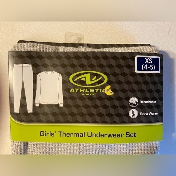 GIRLS Size XS 4-5 Grey Two Piece Thermal Underwear Set - Picture 2 of 5